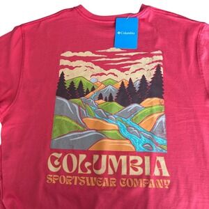 NEW Columbia Sportswear Vibe Graphic T Shirt Mens L Red Short Sleeve Cotton